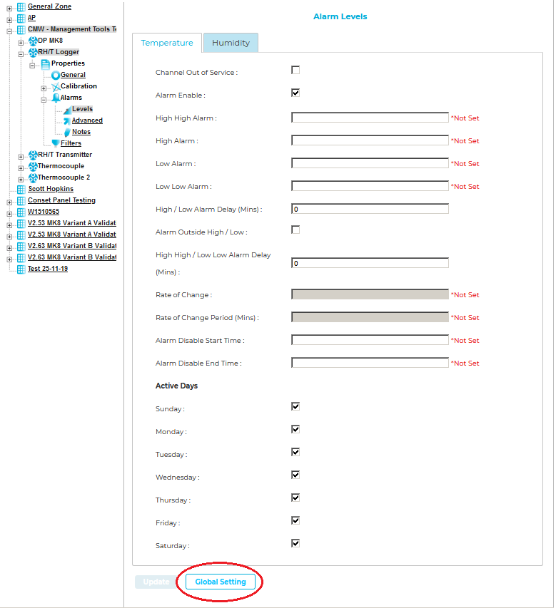 Global Settings Button OLD