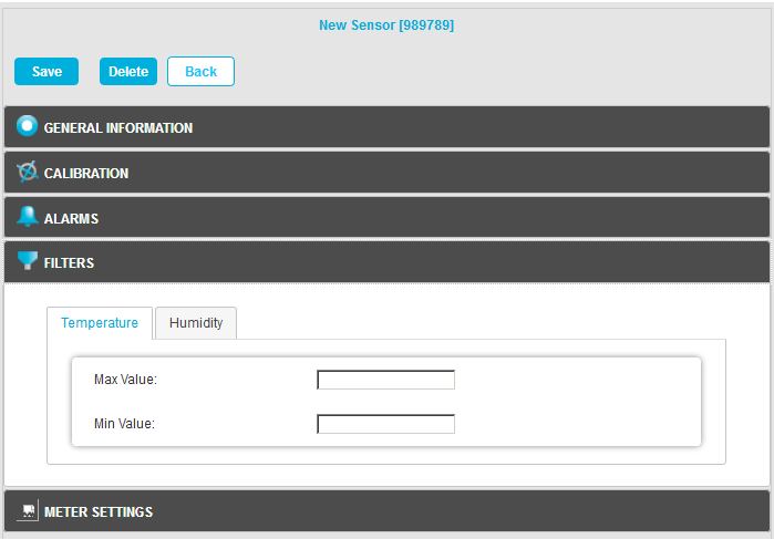 Sensor Properties Filters