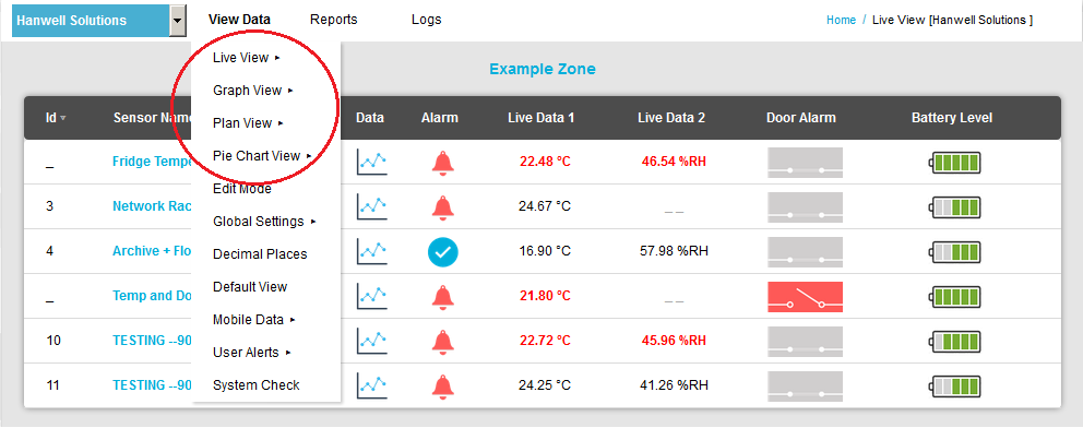 Live Graph Plan Pie Drop Down Menu