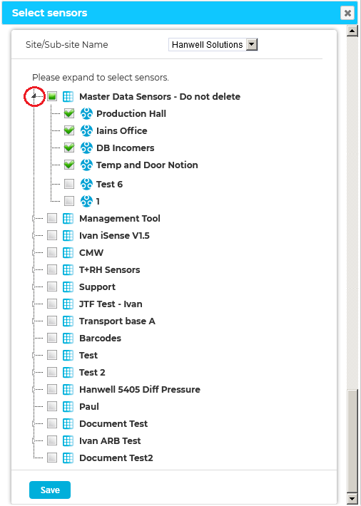 Select Sensors Add Sensors