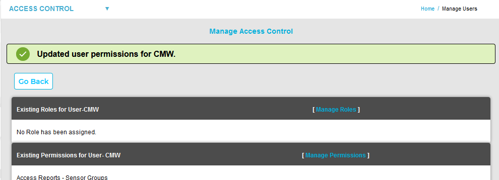 Updated user permissions for CMW