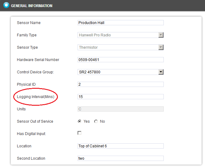 Logging Interval Field