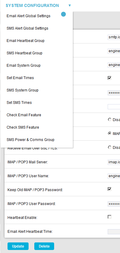 System Configuration Drop Down Menu 2