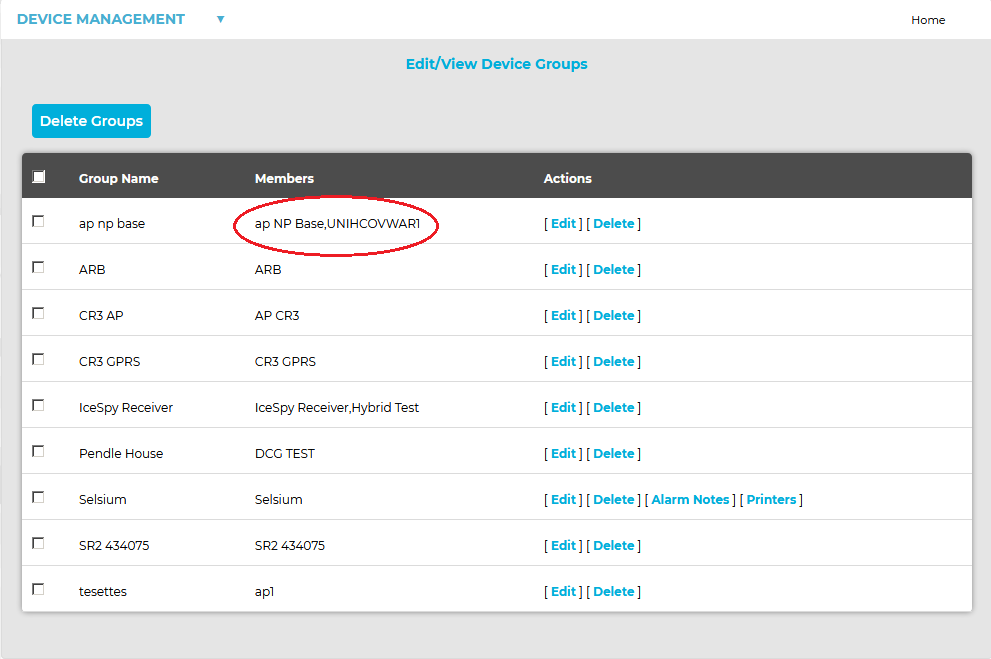 Edit-View Device Groups