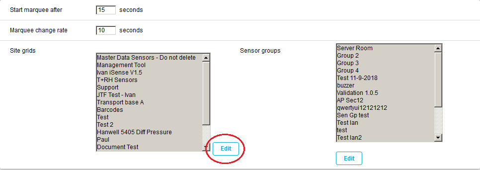 Select Sites and Zones for Marquee