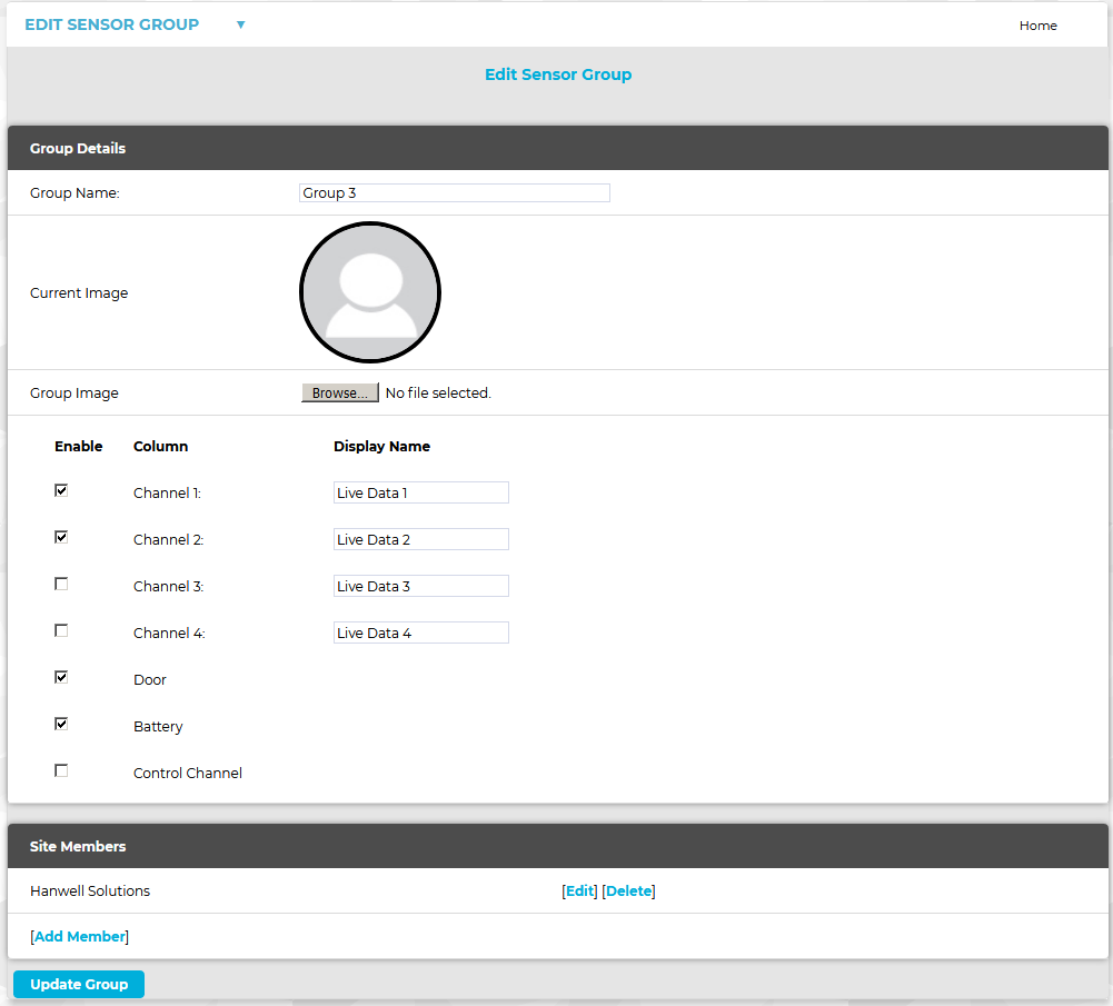 Edit Sensor Group