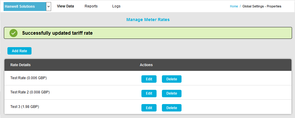 Manage Meter Rate Editing